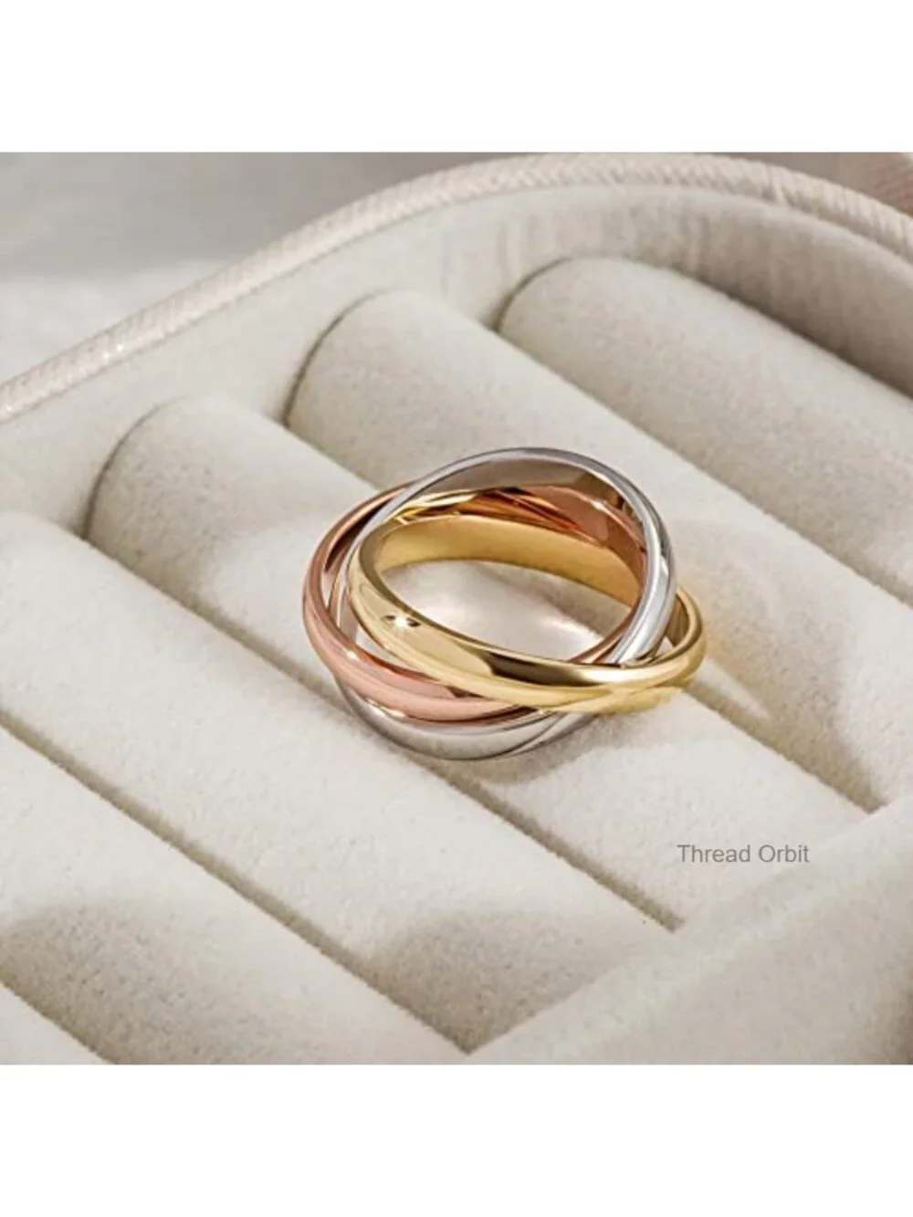Tricolor Criss Cross Stackable Rings for Women, Non Tarnish Trinity Interlocked
